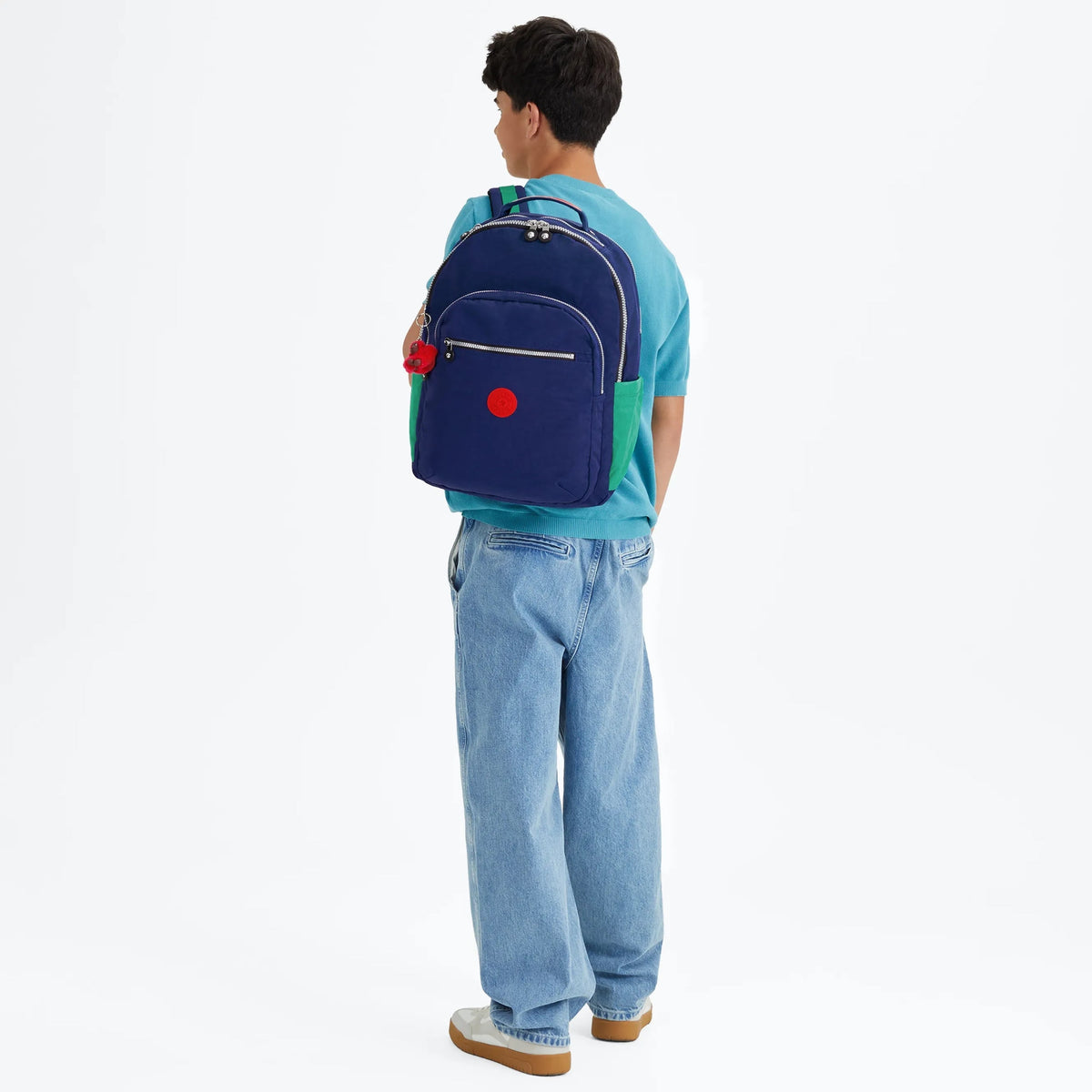 Kipling Seoul Extra Large 17" Laptop Backpack in Escape Blue Block — lifestyle