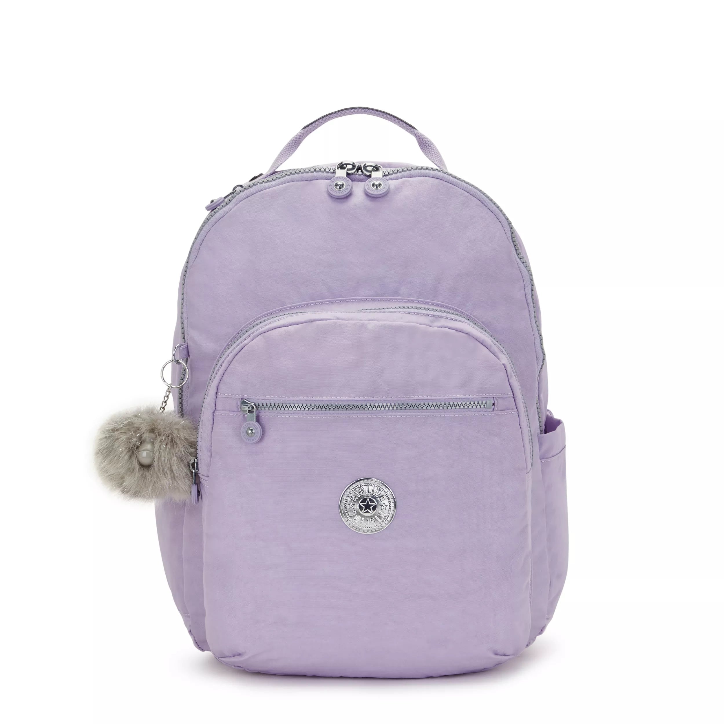 Kipling Seoul Extra Large 17" Laptop Backpack in Bridal Lavender — front view # color_Bridal Lavender