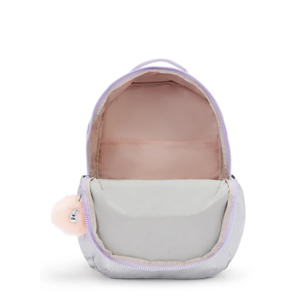 Kipling Seoul Extra Large 17" Laptop Backpack in Silver Glow Metallic — interior view