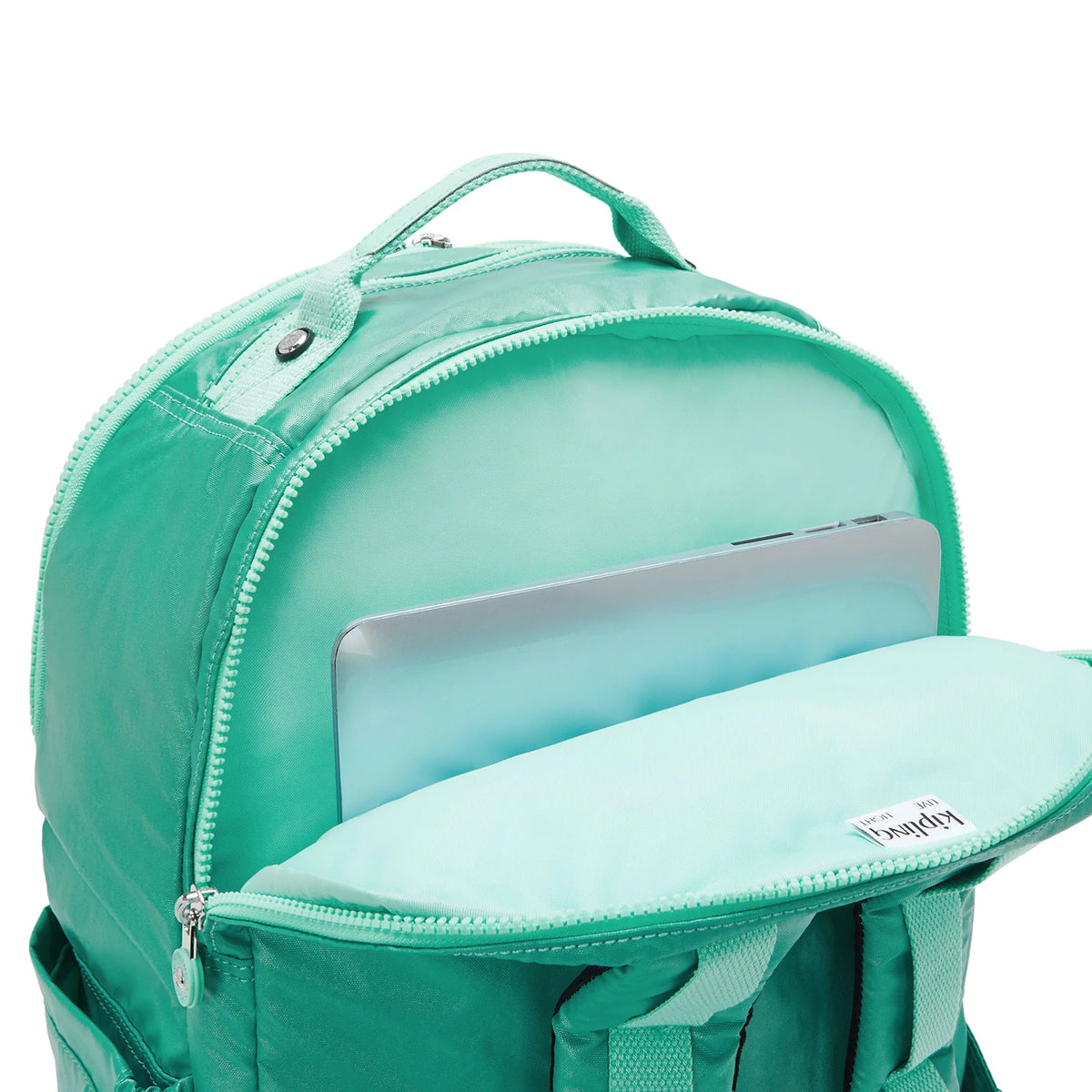 Kipling Seoul Extra Large 17" Laptop Backpack in Oasis Mint Metallic — interior view 2