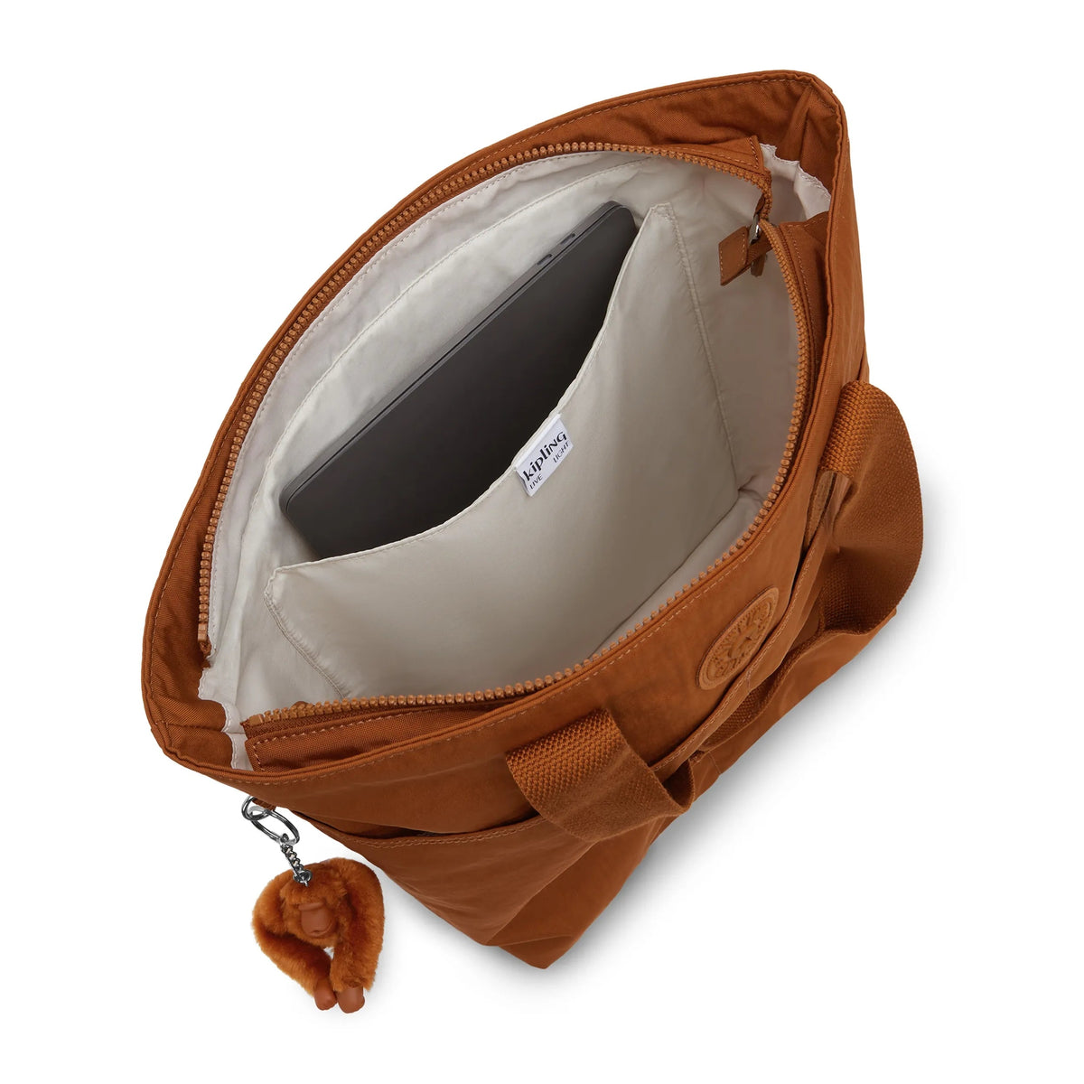 Kipling Hanifa in Stylish Mokka — angle view 3 # color_Stylish Mokka