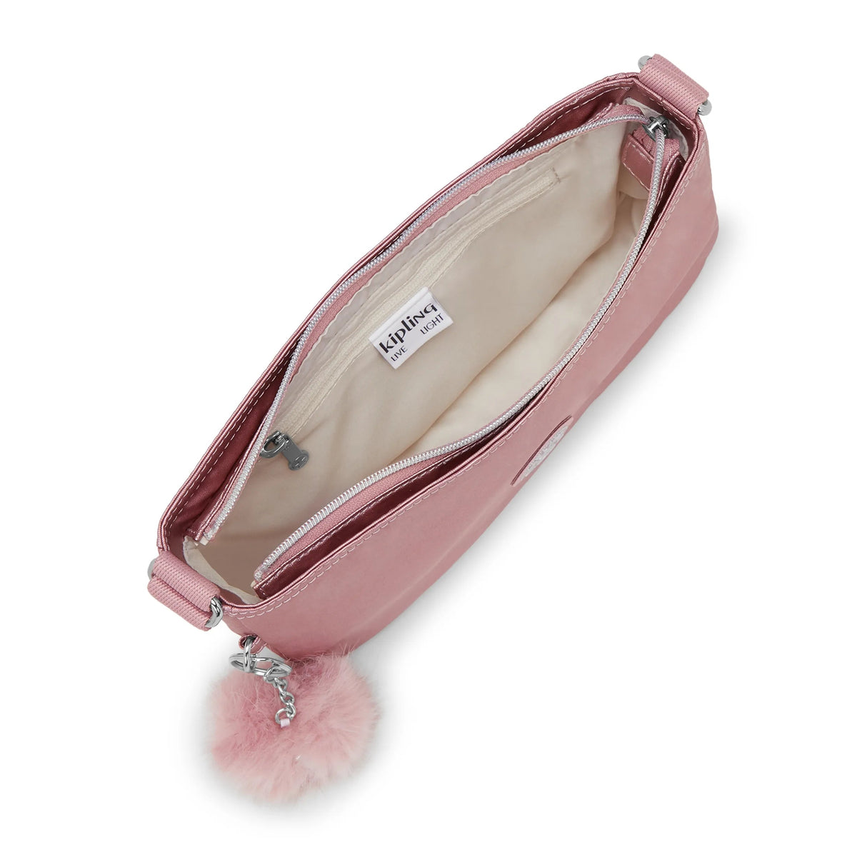Kipling Jamari Shoulder Bag in Pink Rose Metallic — angle view 3