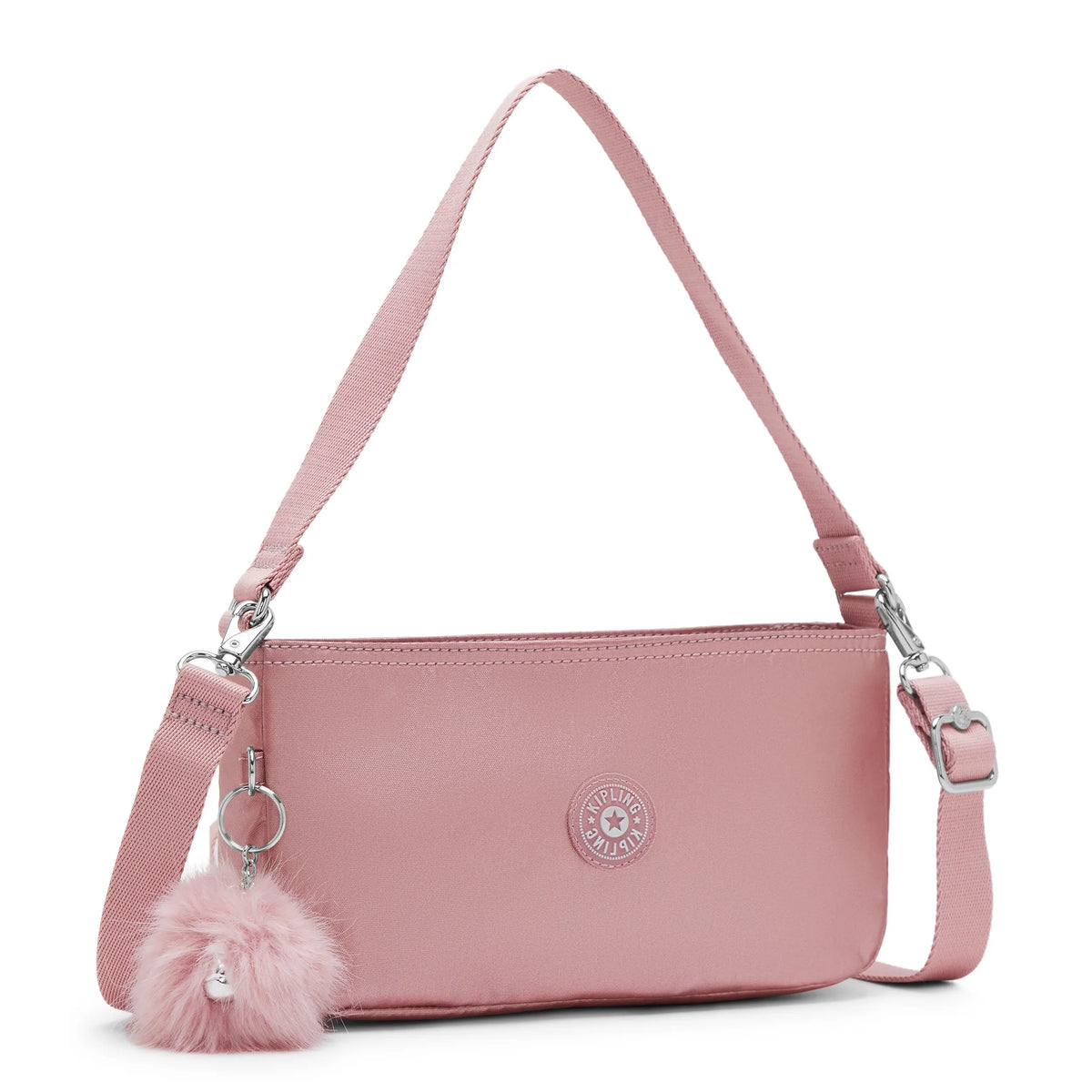 Kipling Jamari Shoulder Bag in Pink Rose Metallic — angle view 4