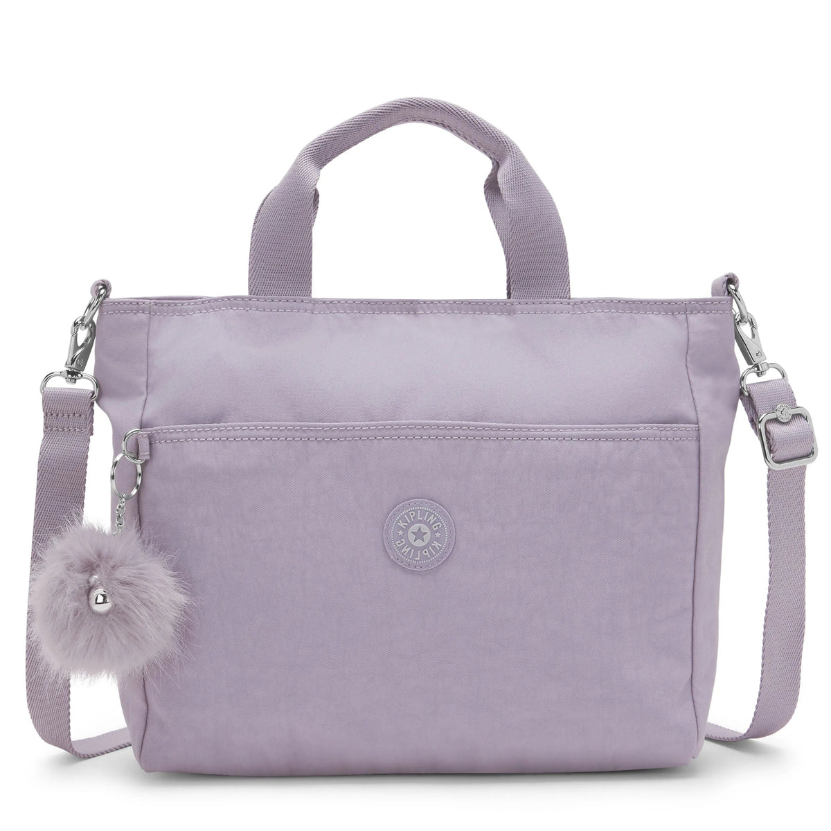 Kipling Lavena Small Tote in Stylish Lilac — front view