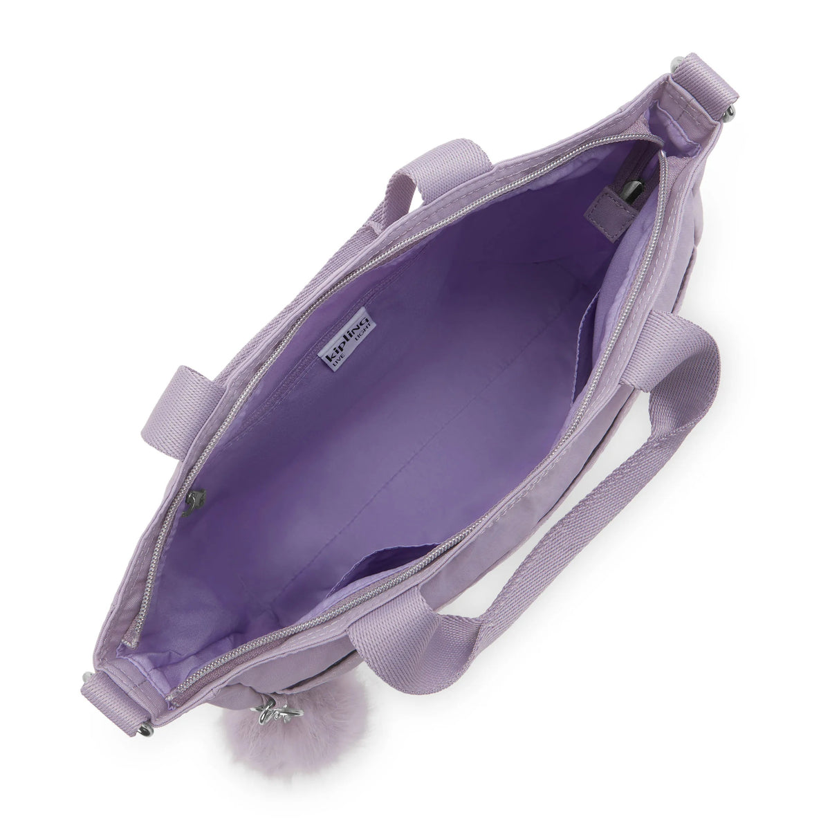 Kipling Lavena Small Tote in Stylish Lilac — angle view 3