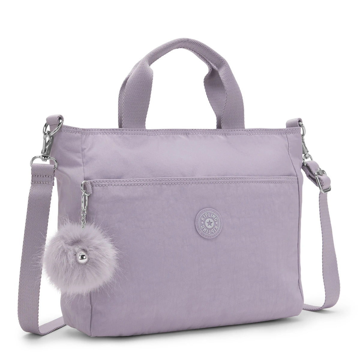 Kipling Lavena Small Tote in Stylish Lilac — angle view 4
