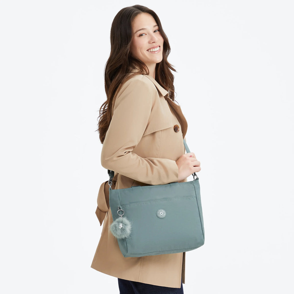 Kipling Lavena Small Tote in Green Air — angle view 2