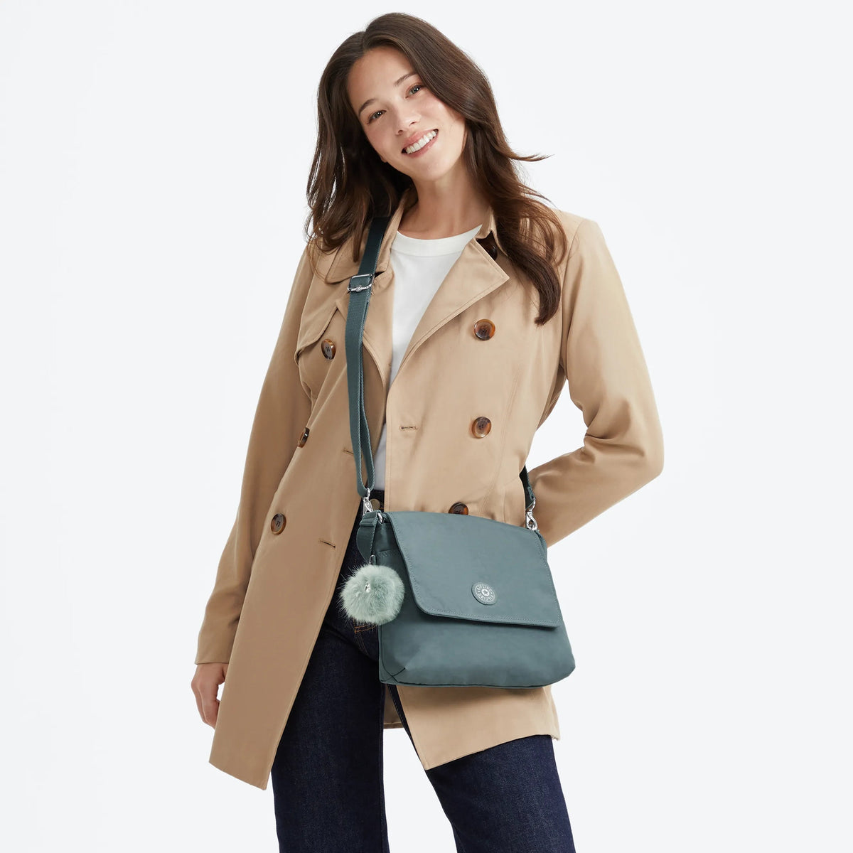 Kipling Siraz Shoulder Bag in Green Air — angle view 2