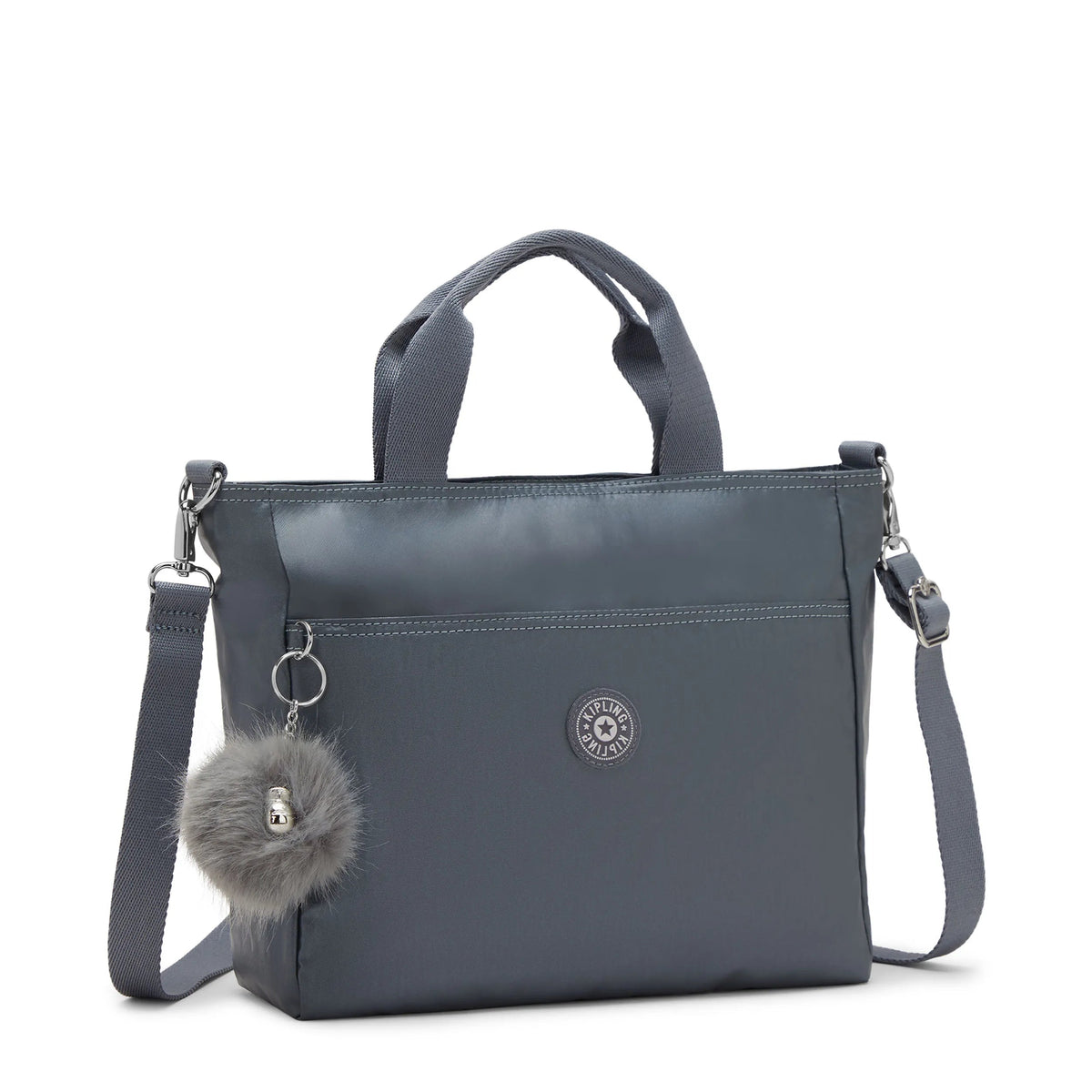 Kipling Lavena Small Tote in Warm Steel Metallic — angle view 5