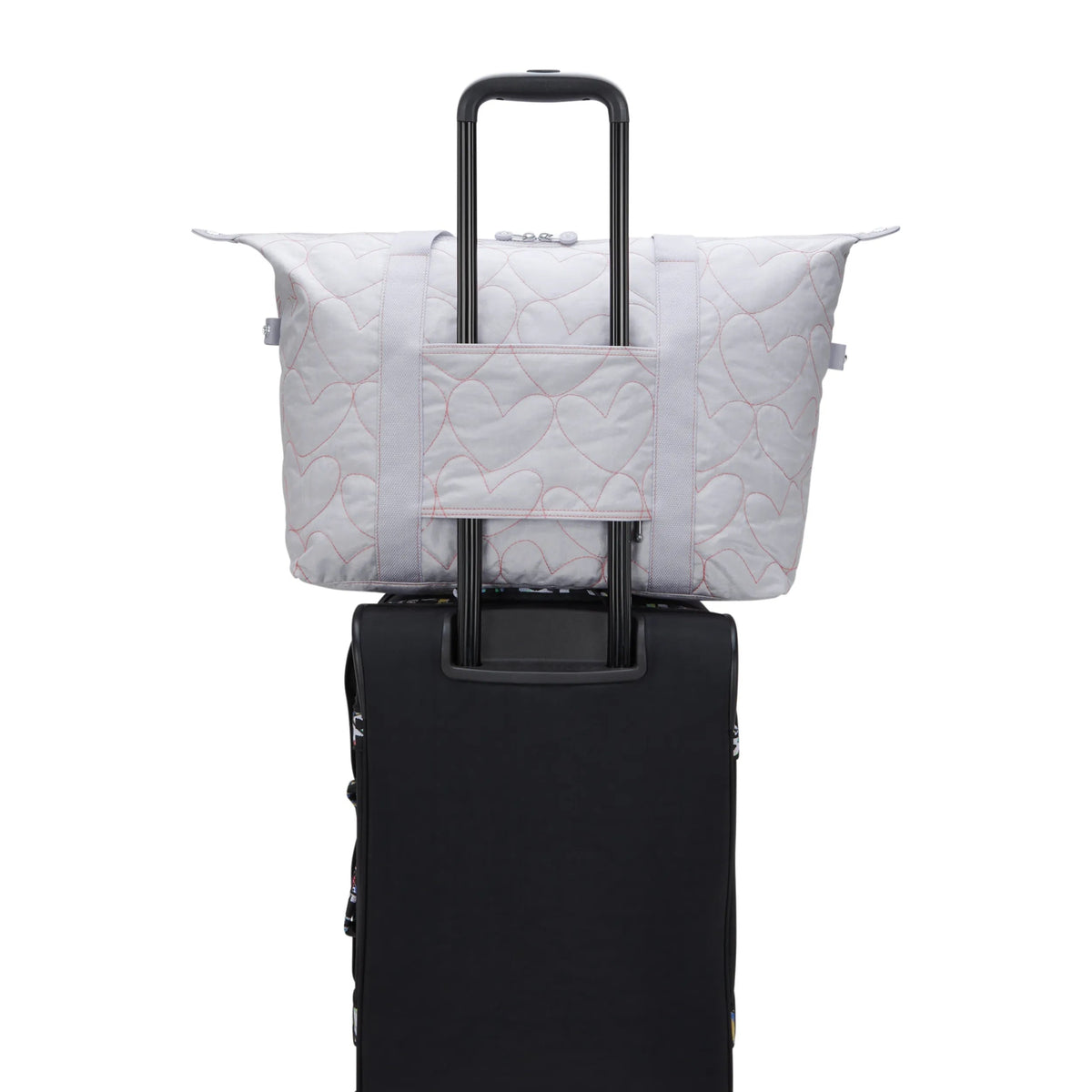 Kipling Art Medium Tote Bag in Hearts Shimmer — side view