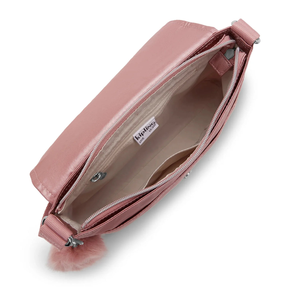 Kipling Siraz Shoulder Bag in Pink Rose Metallic — angle view 3