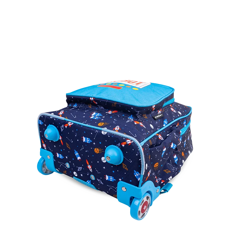 J World Sparkle Kids Rolling Backpack (15 Inch) in Robot — angle view 3 # color_Robot