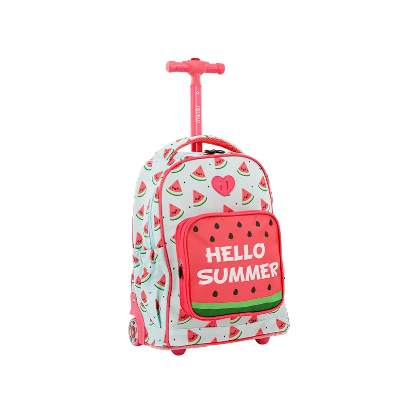J World Sparkle Kids Rolling Backpack (15 Inch) in Watermelon — angle view 2 # color_Watermelon
