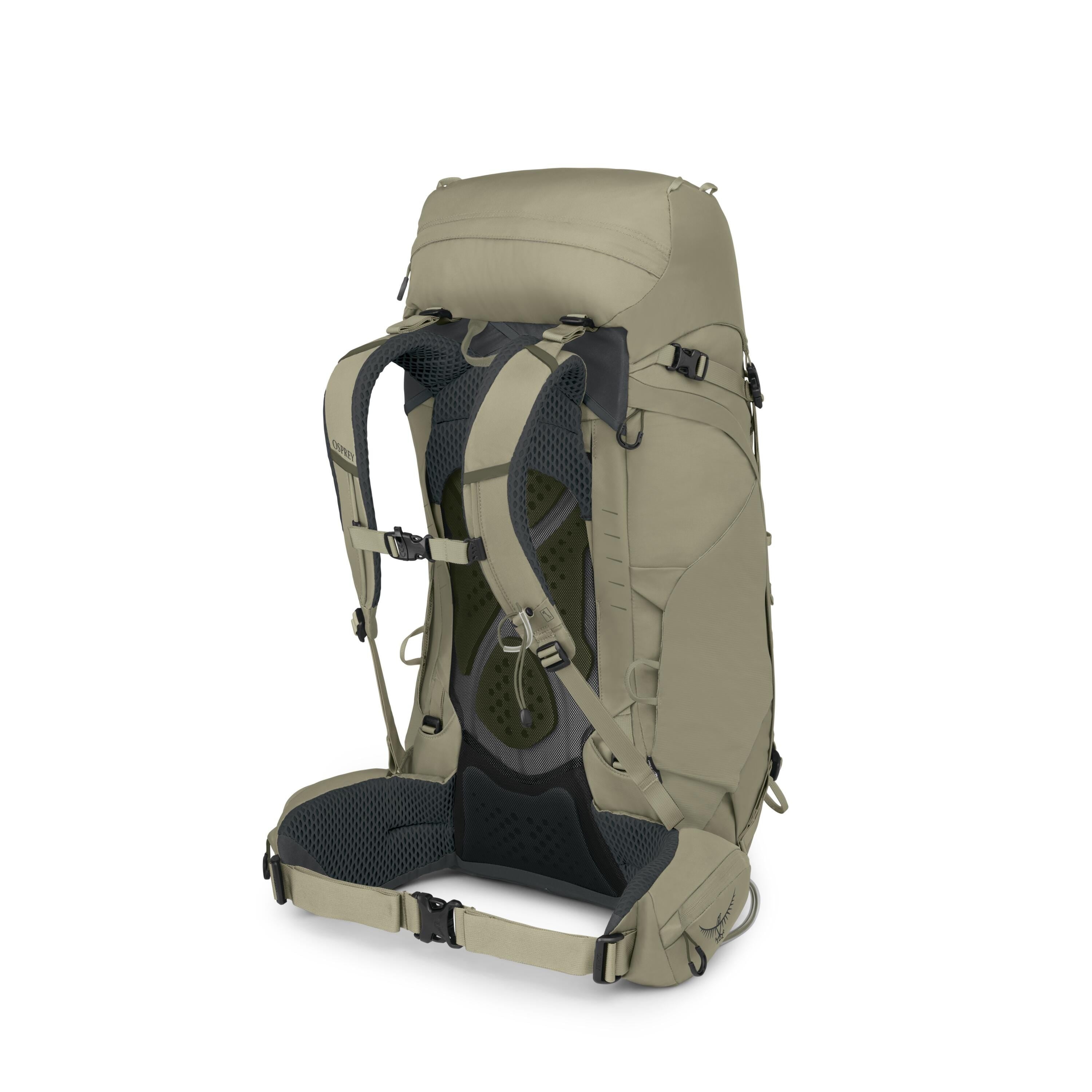 Osprey Kestrel 48 Backpacking Pack 48L in Olive Tan — angle view 3