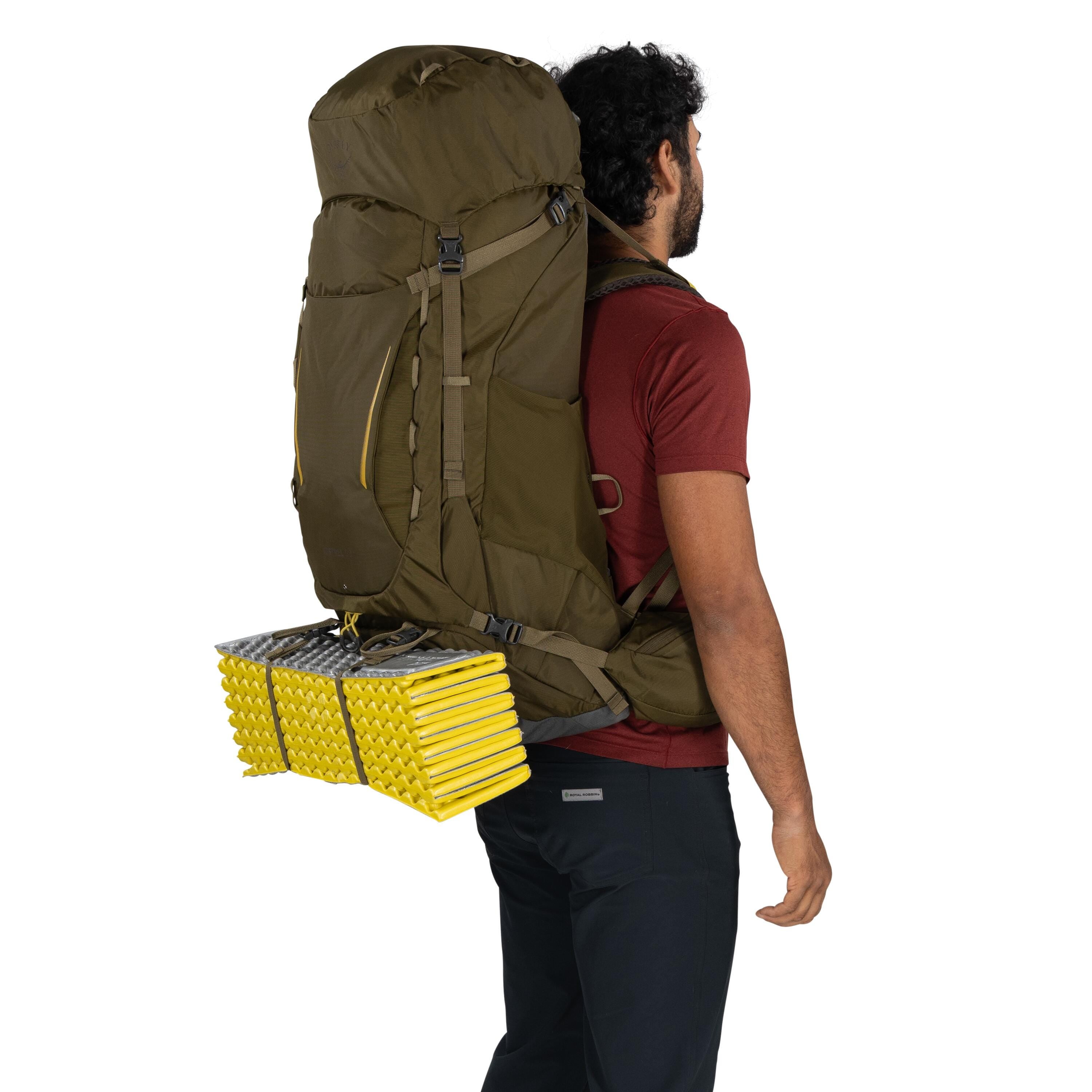 Osprey Kestrel 58 Backpacking Pack 58L in Moss Green — detail view