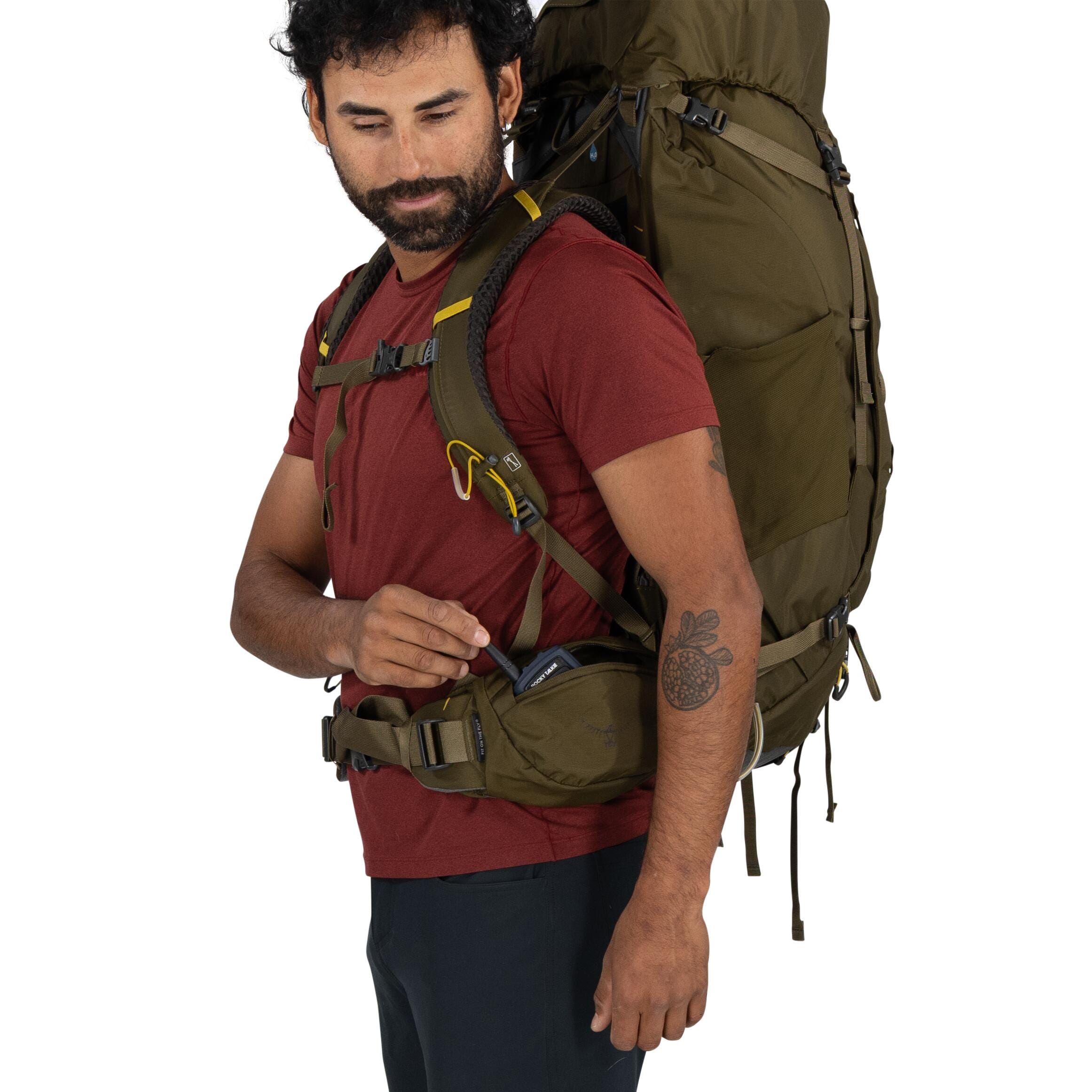 Osprey Kestrel 58 Backpacking Pack 58L in Moss Green — detail view 2