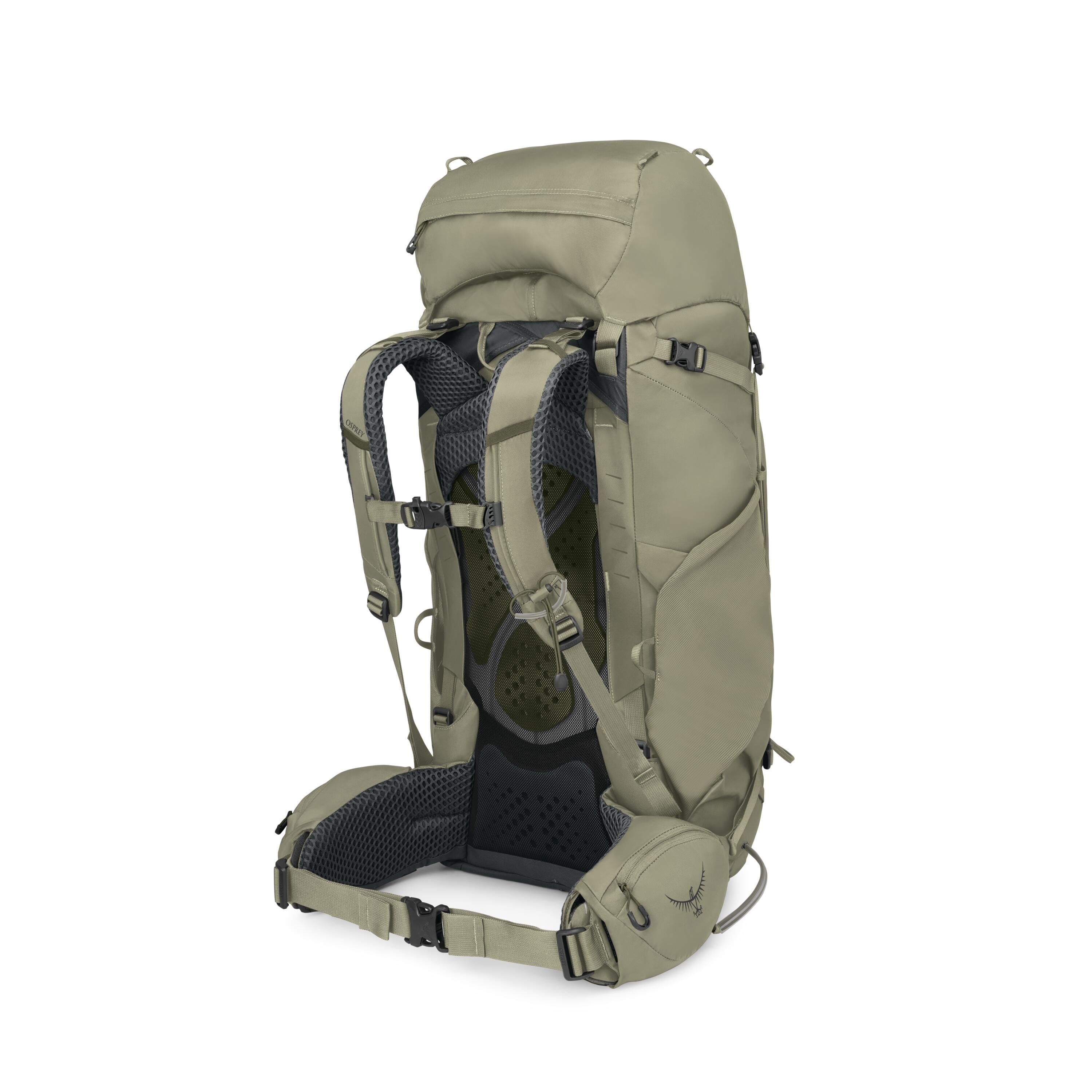 Osprey Kestrel 58 Backpacking Pack 58L in Olive Tan — angle view 3