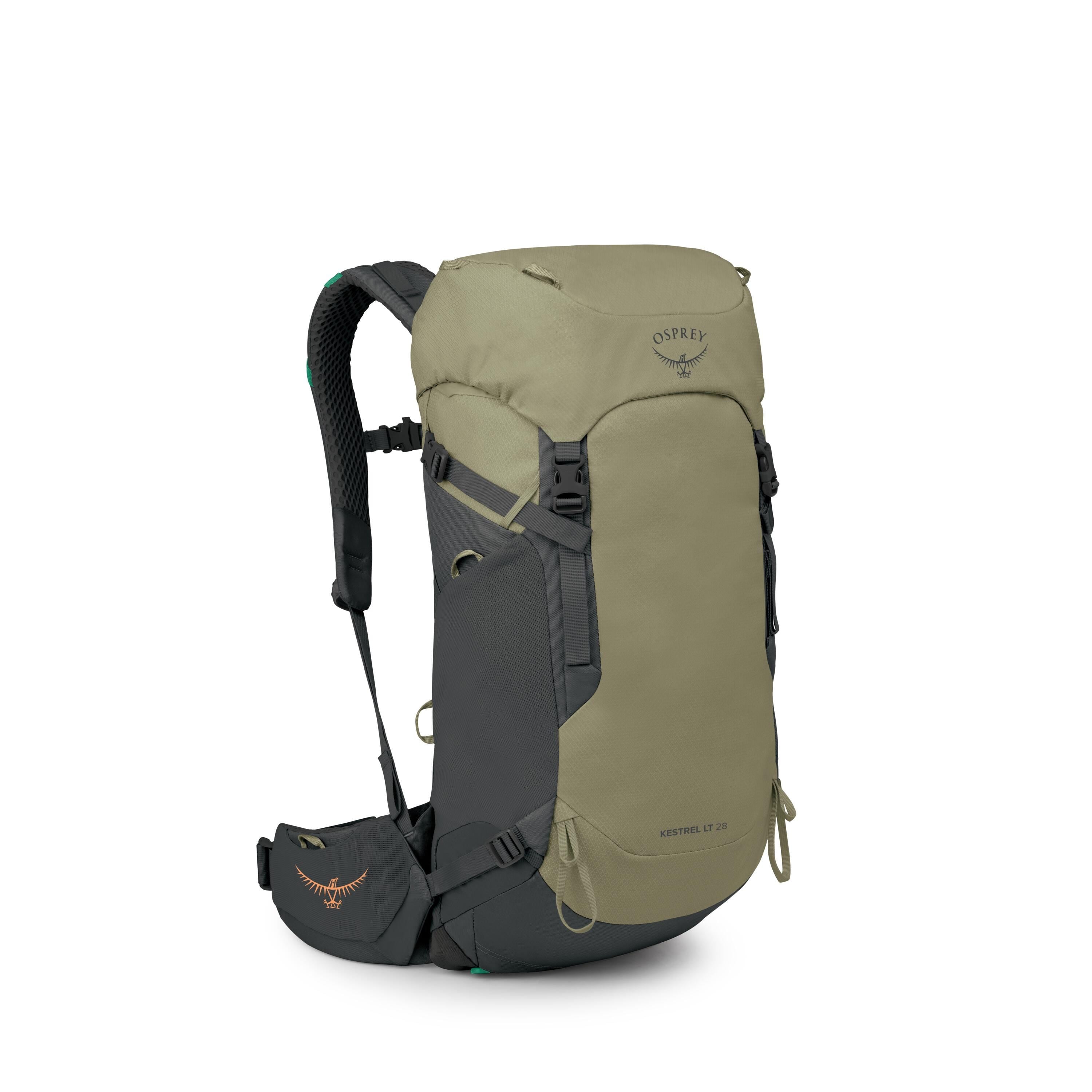 Osprey Kestrel LT 28 Hiking Backpack 28L in Olive Tan — angle view 2