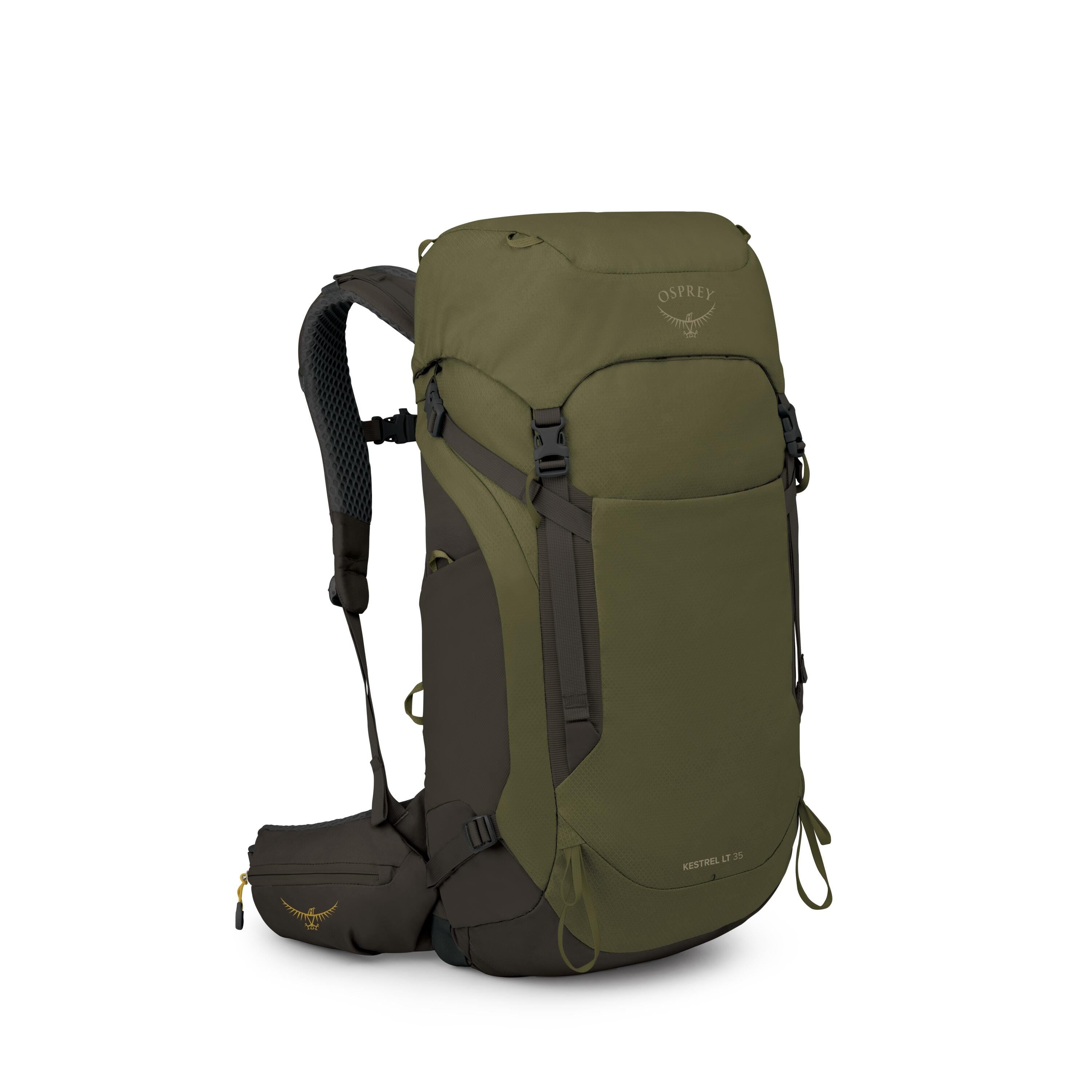 Osprey Kestrel LT 35 Hiking Backpack 35L in Moss Green — angle view 2