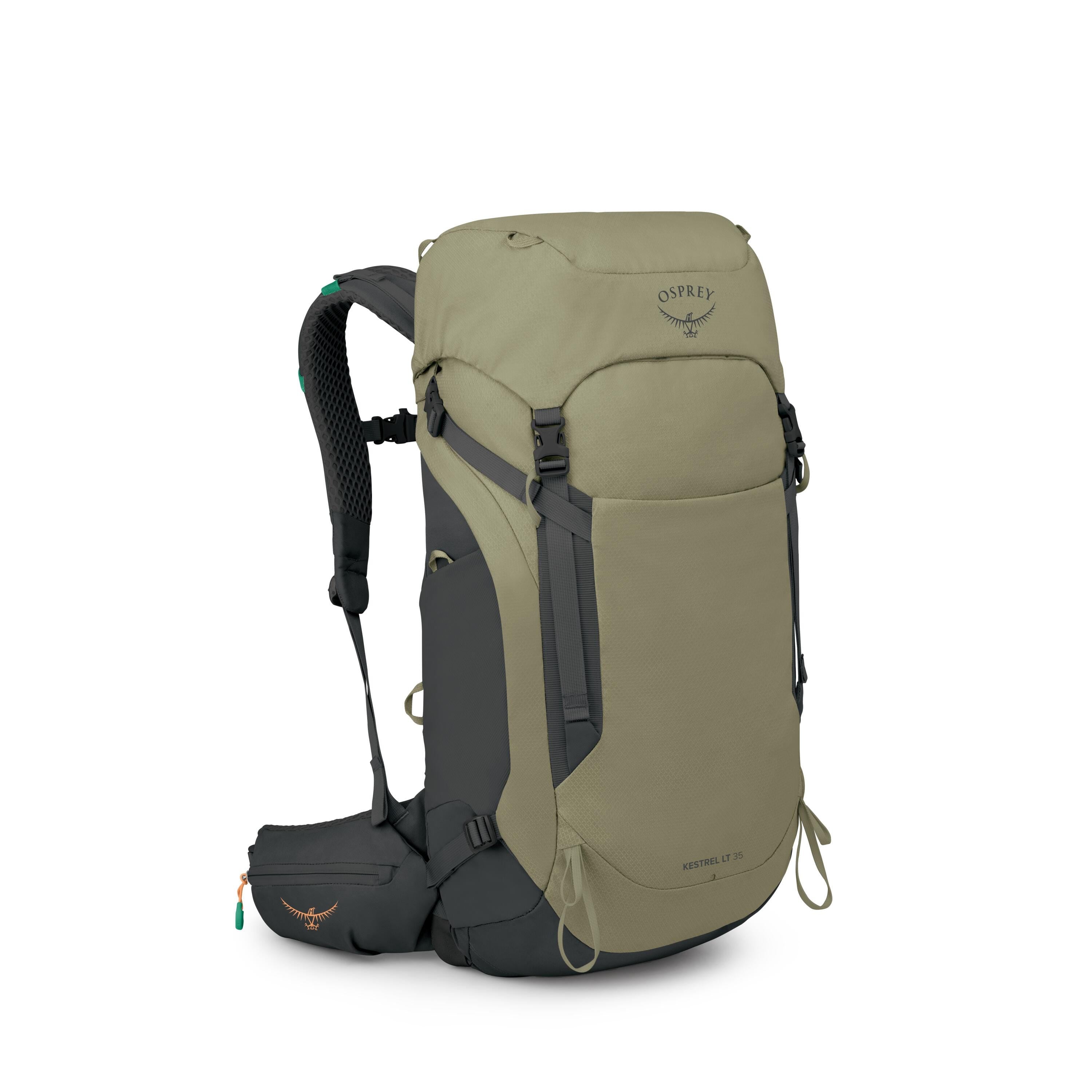 Osprey Kestrel LT 35 Hiking Backpack 35L in Olive Tan — angle view 2