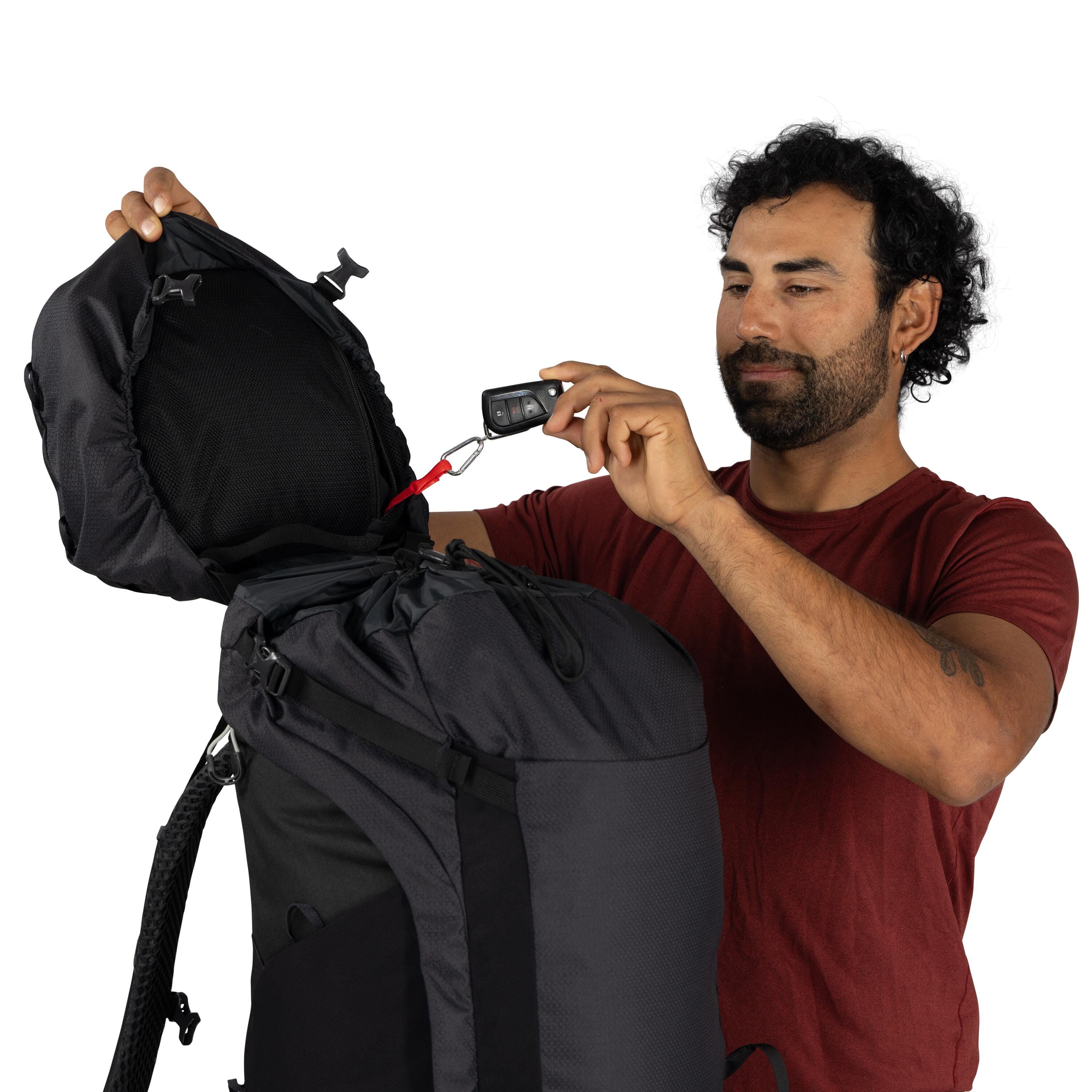 Osprey Kestrel LT 65 Backpacking Pack 65L in Black — detail view 3