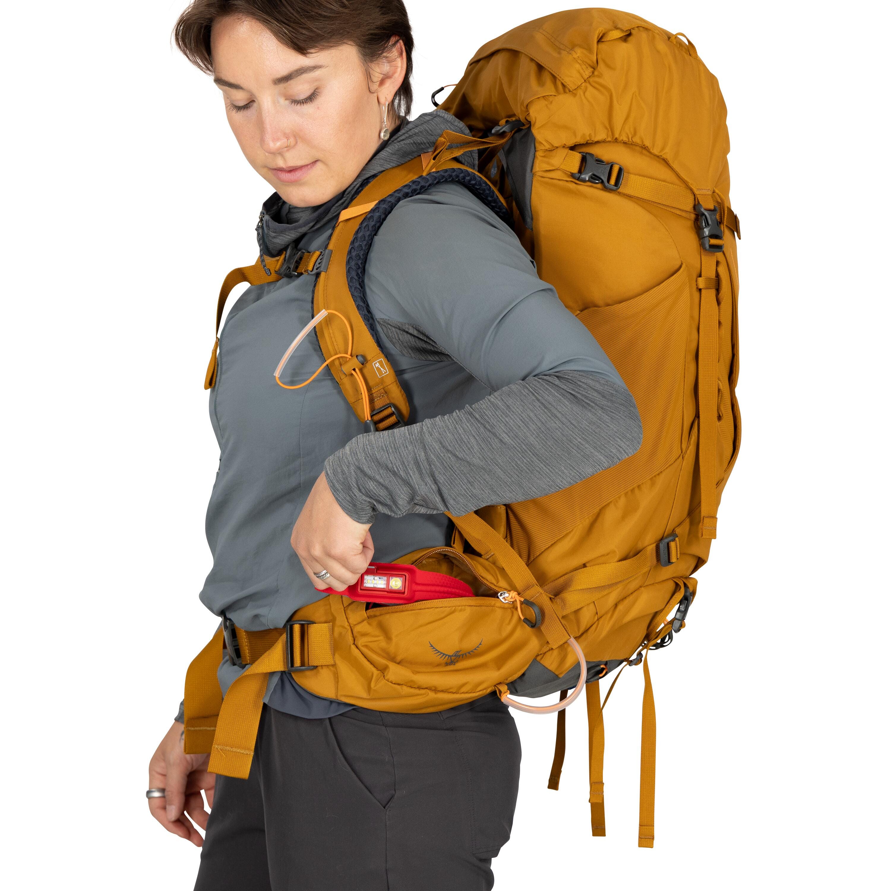 Osprey Kyte 38 Women's Backpacking Pack 38L in Barley Brown — detail view
