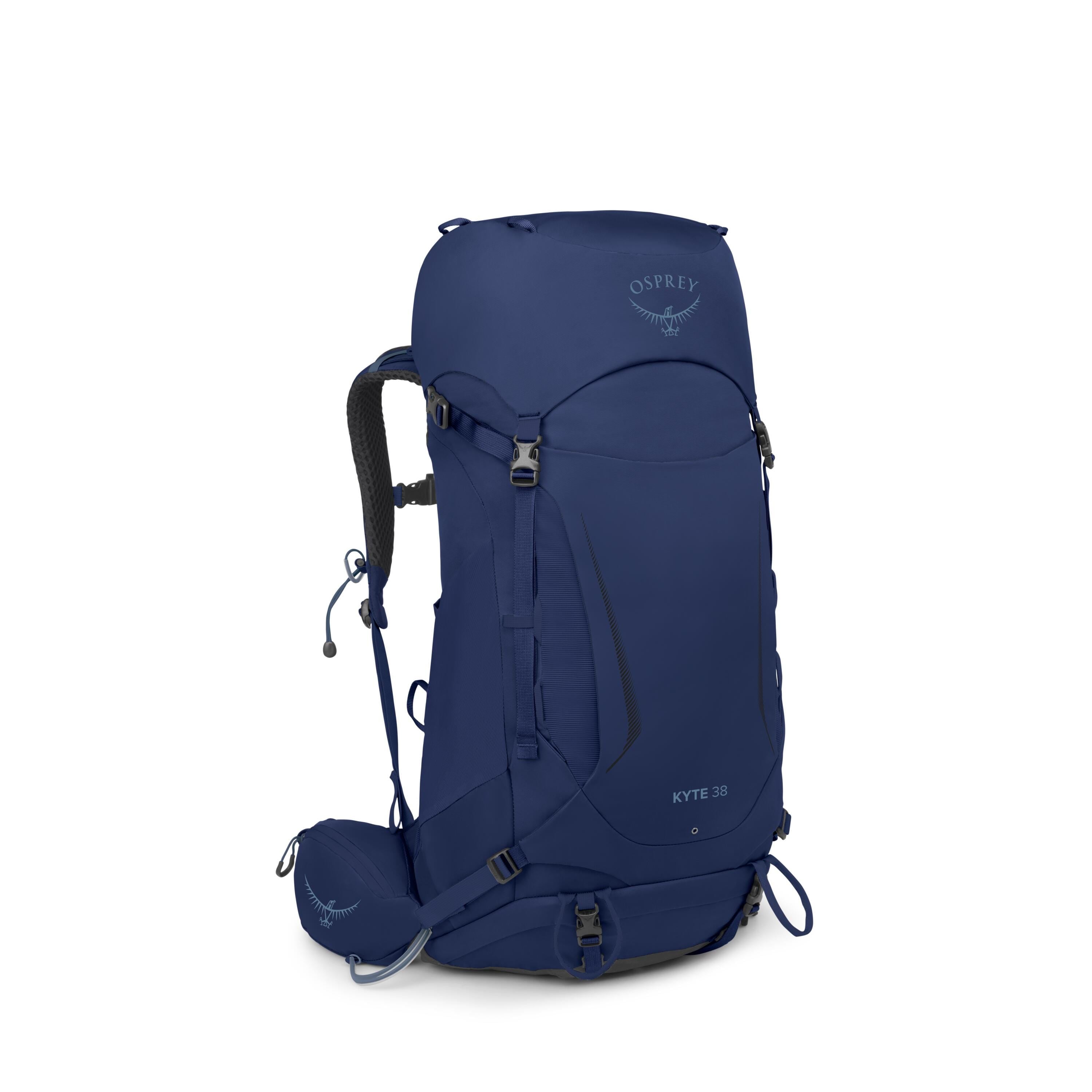 Osprey Kyte 38 Women's Backpacking Pack 38L in Serenity Blue — angle view 2