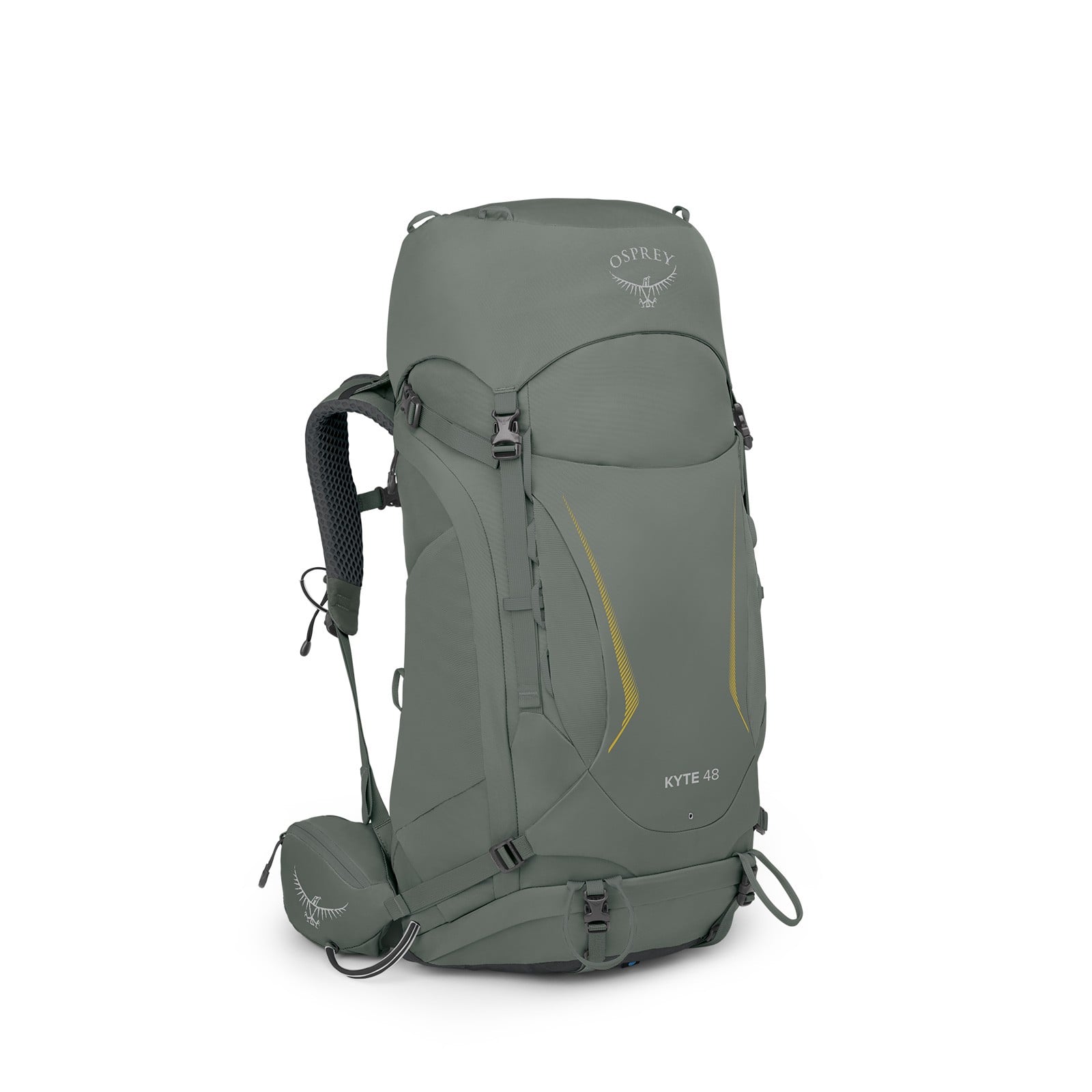Osprey Kyte 48 Women's Backpacking Pack 48L in Rocky Brook Green — angle view 2