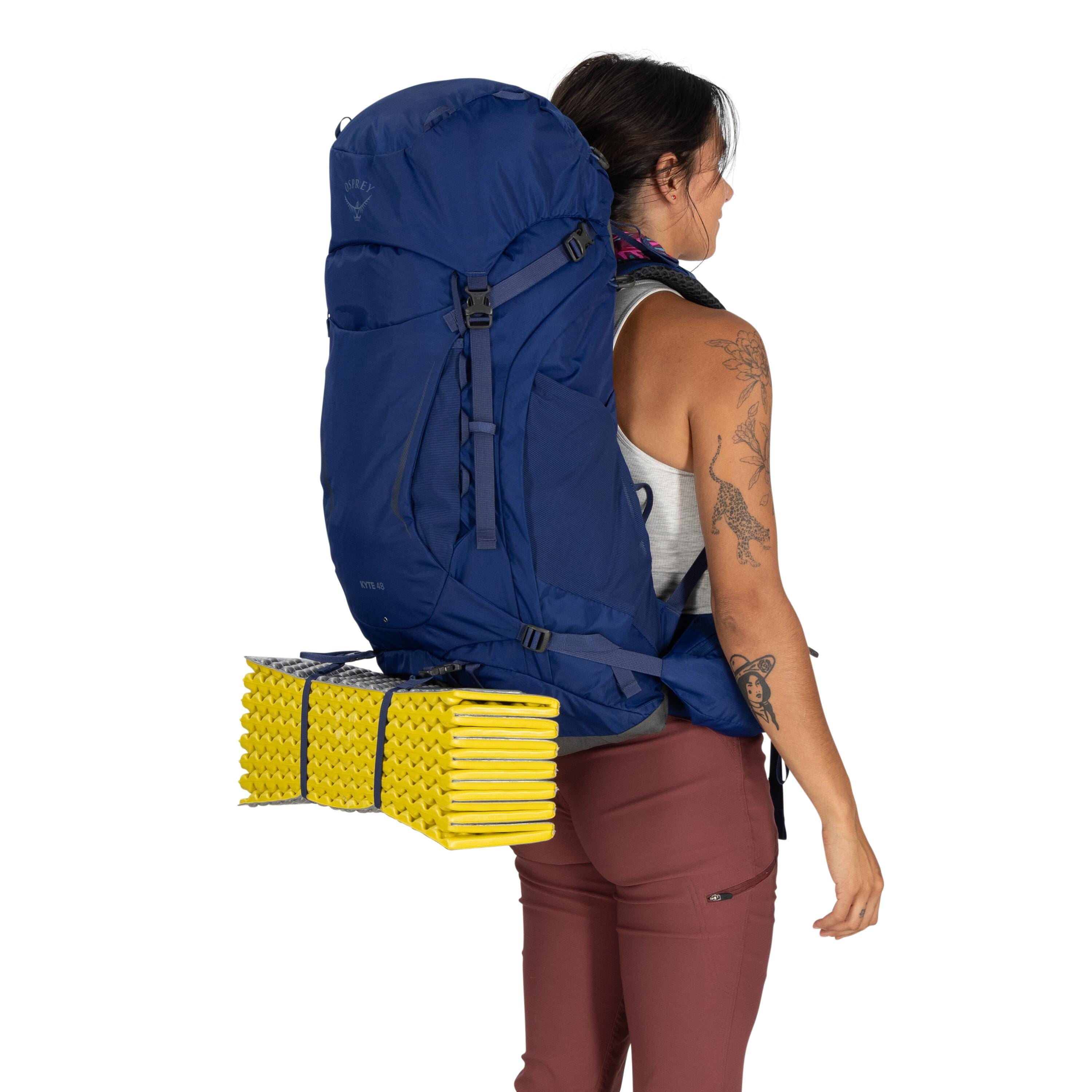 Osprey Kyte 48 Women's Backpacking Pack 48L in Serenity Blue — detail view
