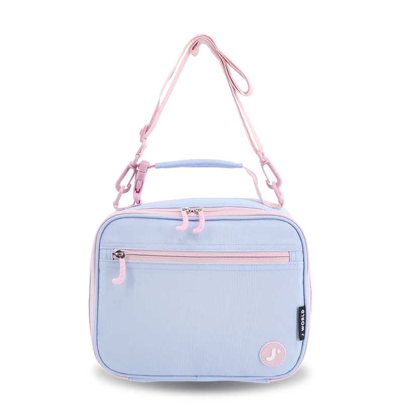 J World Cody Lunch Bag With Shoulder Strap in Baby Blue — front view # color_Baby Blue