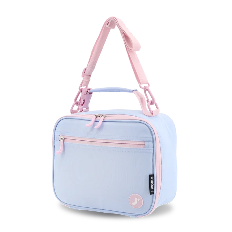 J World Cody Lunch Bag With Shoulder Strap in Baby Blue — angle view 2 # color_Baby Blue