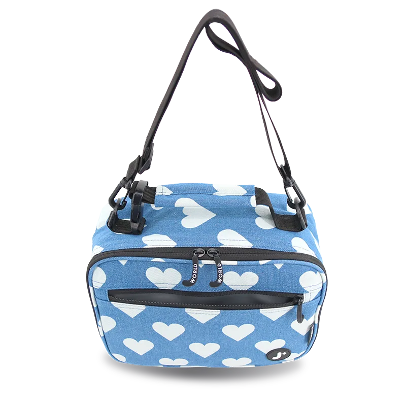 J World Cody Lunch Bag With Shoulder Strap in Denim Heart — detail view # color_Denim Heart