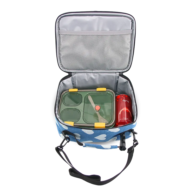 J World Cody Lunch Bag With Shoulder Strap in Denim Heart — interior view 2 # color_Denim Heart