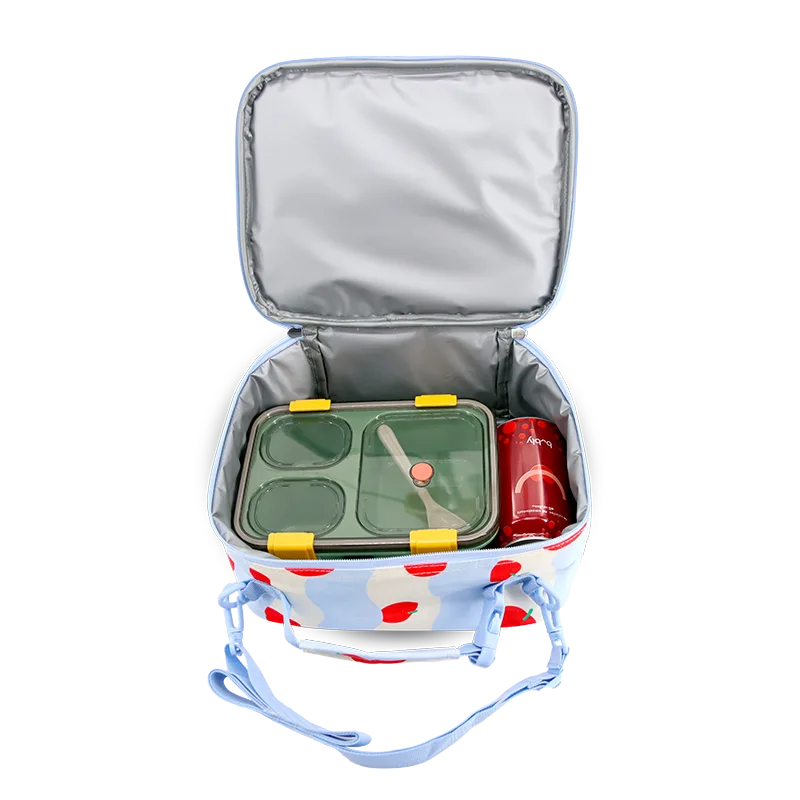 J World Cody Lunch Bag With Shoulder Strap in Floating Apple — interior view # color_Floating Apple