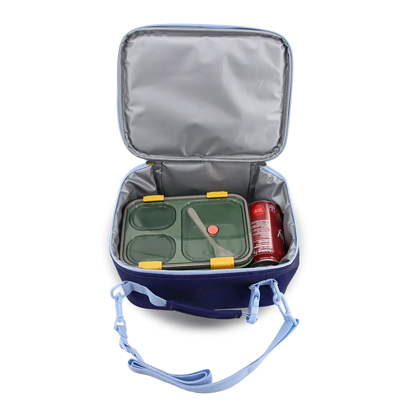 J World Cody Lunch Bag With Shoulder Strap in Navy — interior view # color_Navy