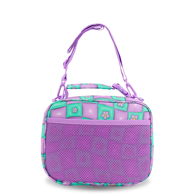 J World Cody Lunch Bag With Shoulder Strap in Puffy Flower — back view # color_Puffy Flower