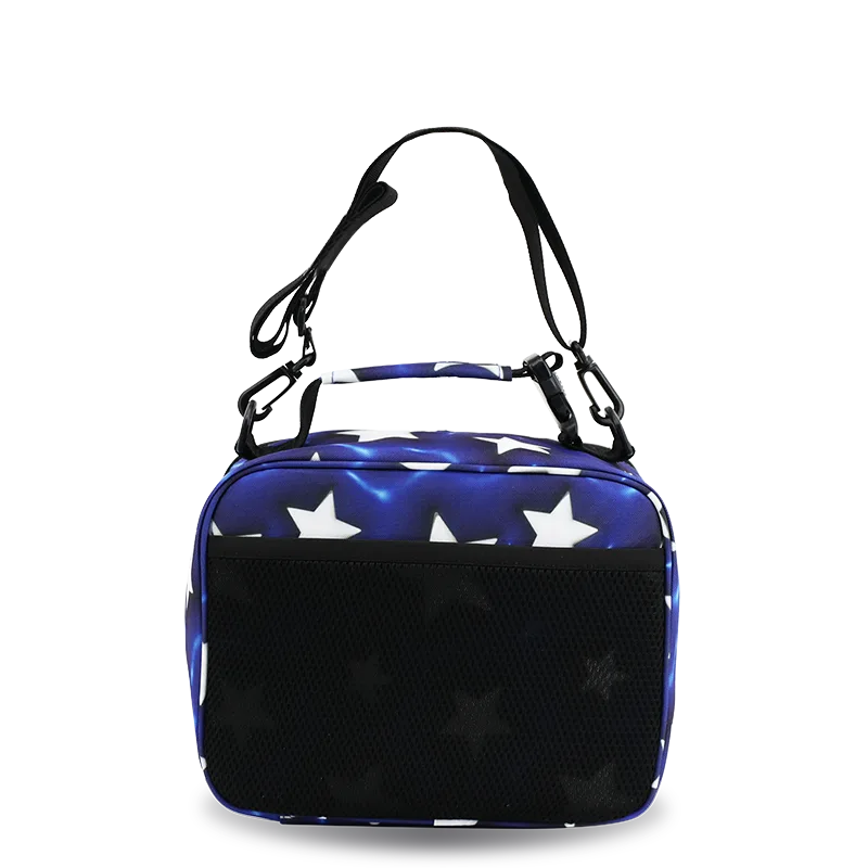 J World Cody Lunch Bag With Shoulder Strap in Puffy Star — back view # color_Puffy Star