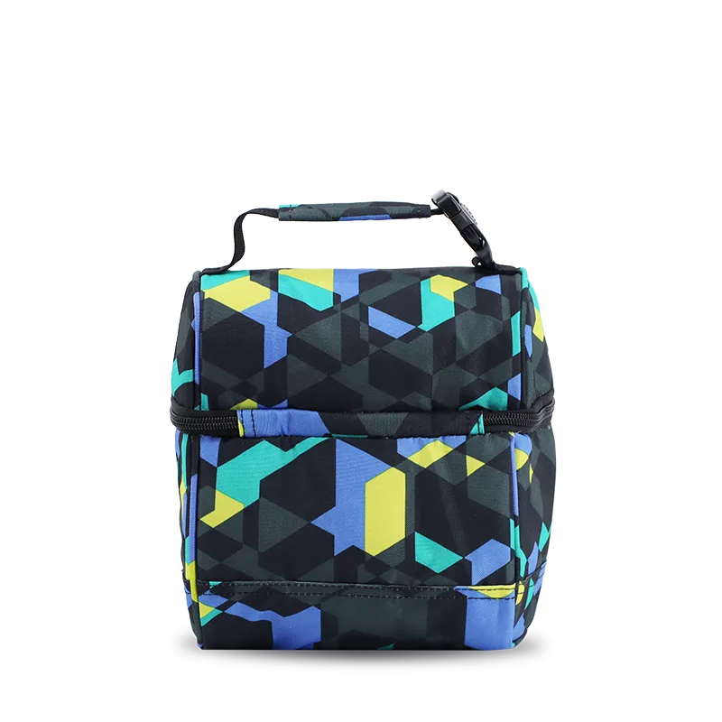 J World Corey Lunch Bag in Cubes — back view # color_Cubes