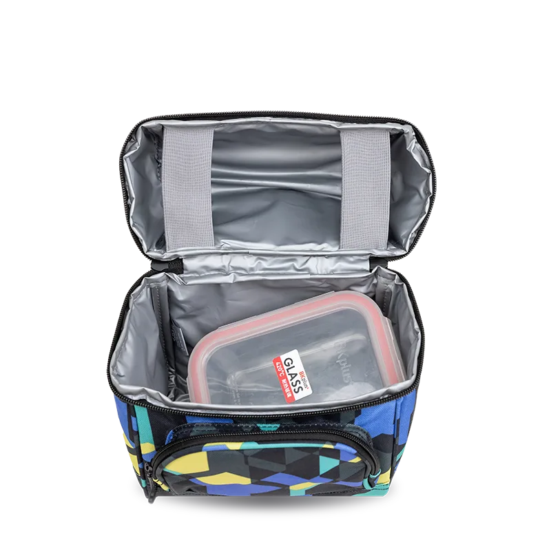 J World Corey Lunch Bag in Cubes — interior view 2 # color_Cubes