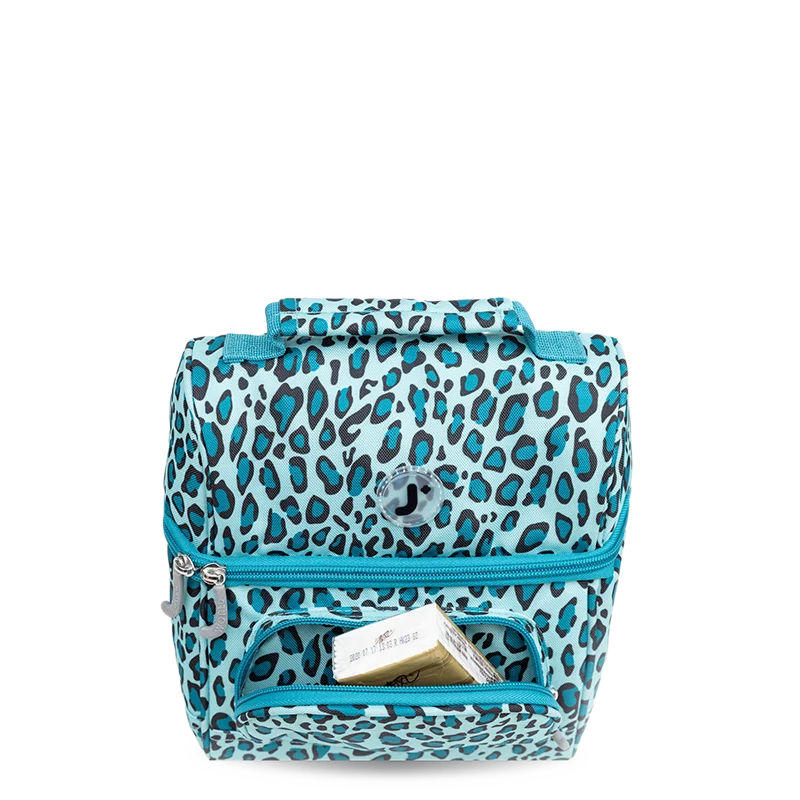 J World Corey Lunch Bag in Mint Leopard — detail view # color_Mint Leopard