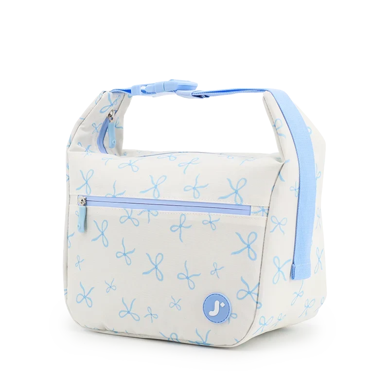 J World Lane Insulated Lunch Bag in Blue Bows — angle view 2 # color_Blue Bows