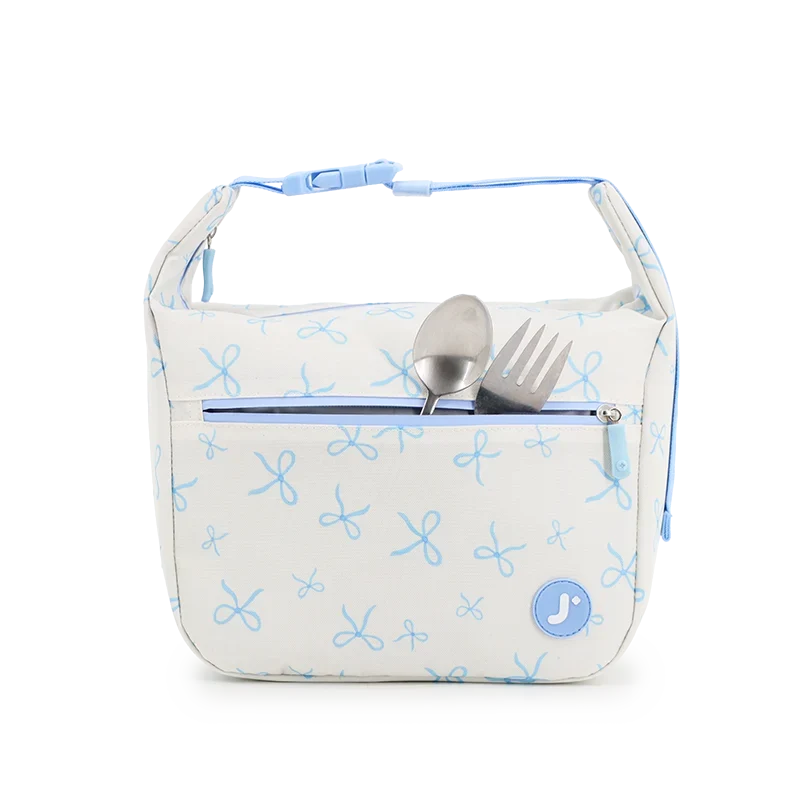 J World Lane Insulated Lunch Bag in Blue Bows — detail view 2 # color_Blue Bows