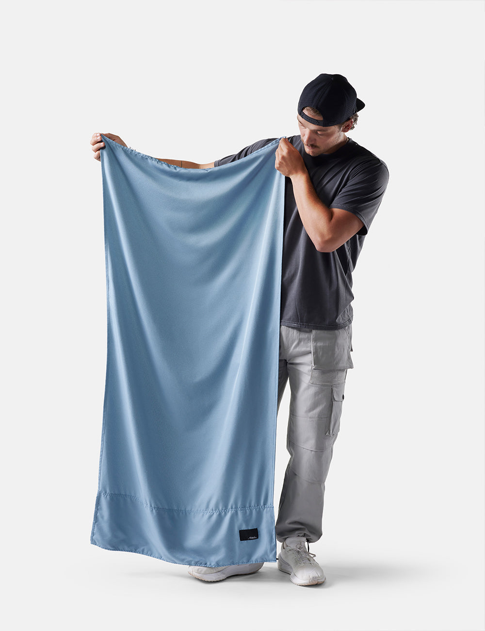 Matador NanoDry Packable Beach Towel in Slate Blue — angle view 2 # color_Slate Blue