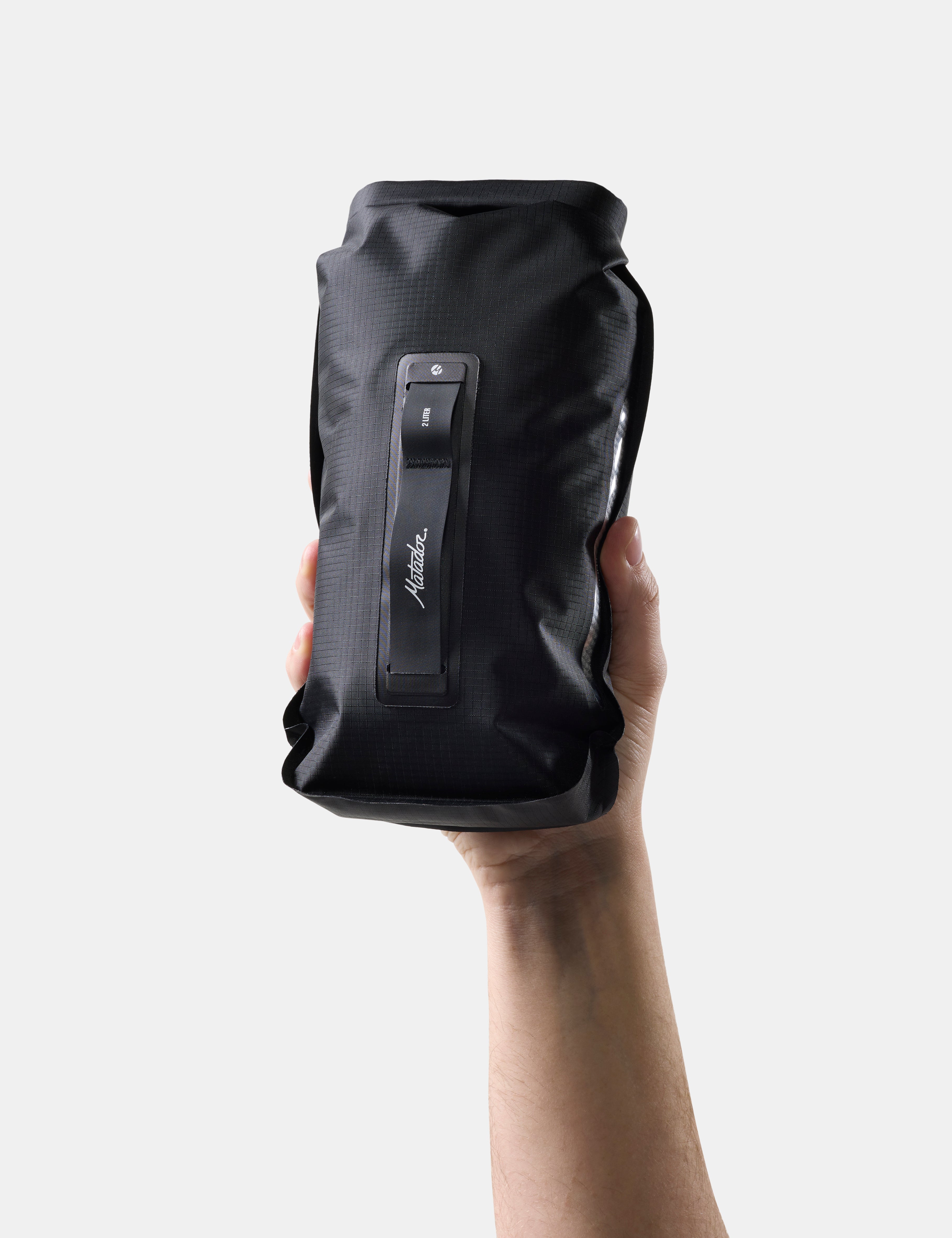 Matador FlatPak Dry Bag 2L in Black — angle view 2 # color_Black