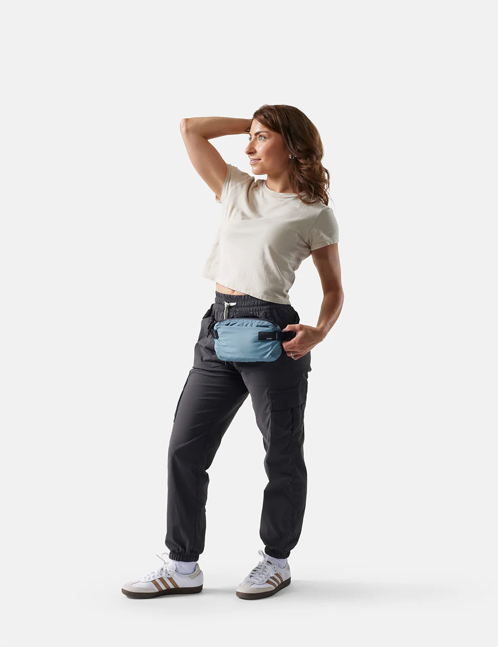 Matador ReFraction Packable Sling in Slate Blue — lifestyle 2 # color_Slate Blue