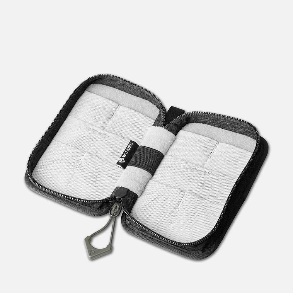 WANDRD Memory Card Case in Wasatch Green — interior view