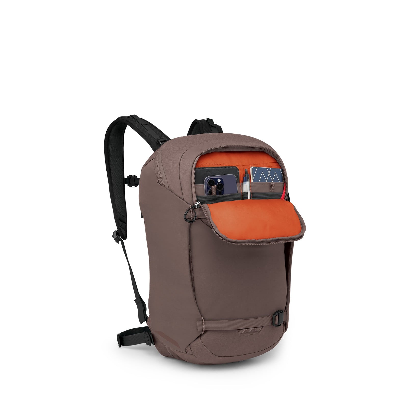 Osprey Metron 24 Commuter Backpack 24L in Magma Brown — angle view 4