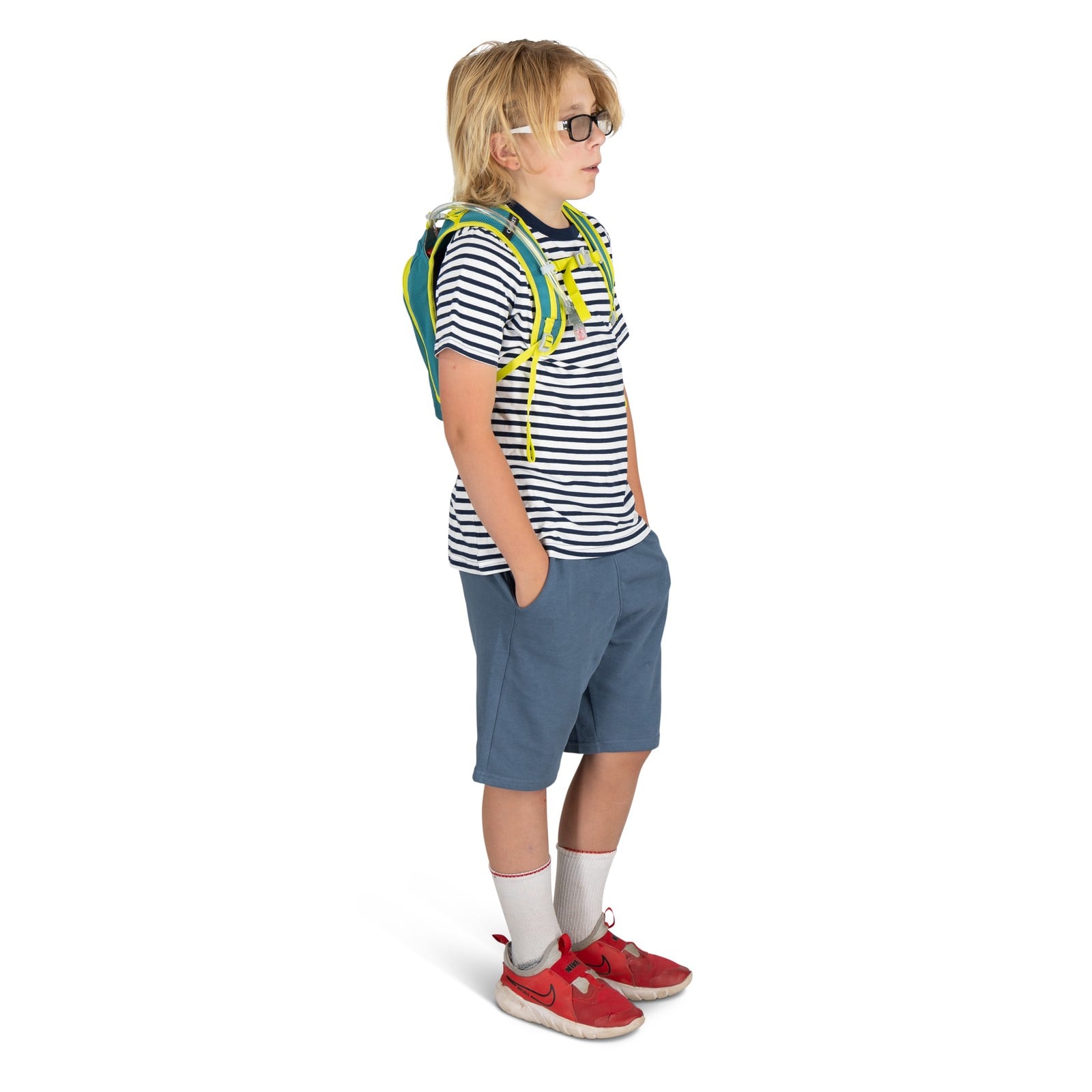 Osprey Moki 3 Kids Hydration Backpack 3L in Blue Spikemoss — lifestyle