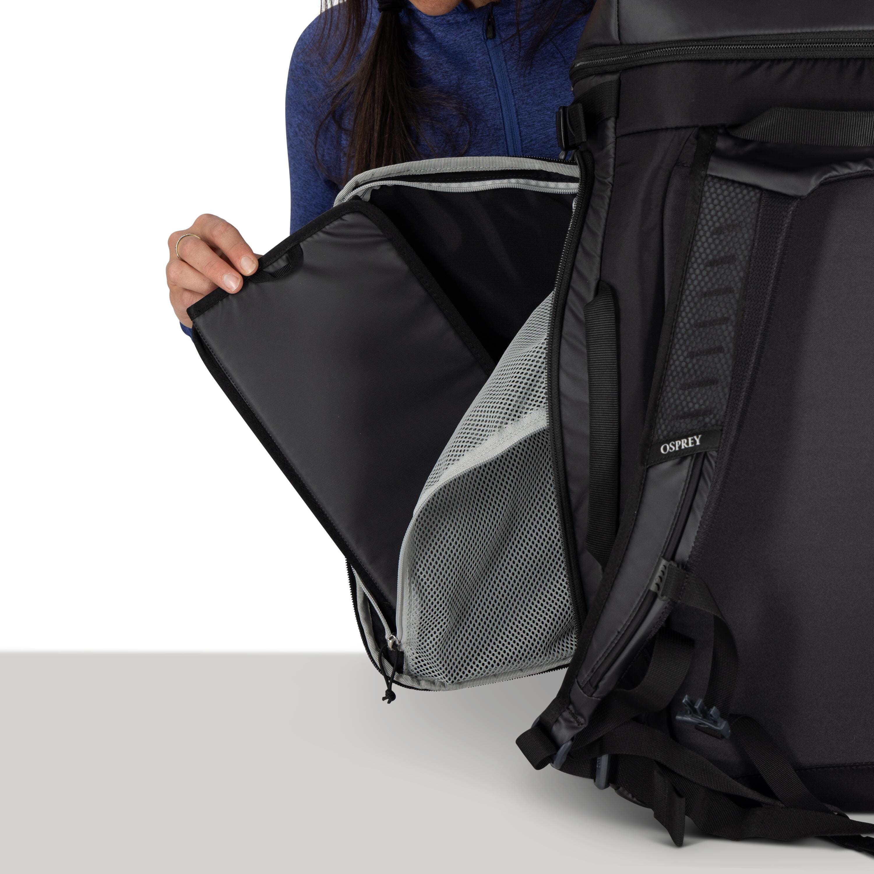Osprey Mountain Bound Ski & Snowboard Boot Backpack Plus 55L in Black — detail view 4