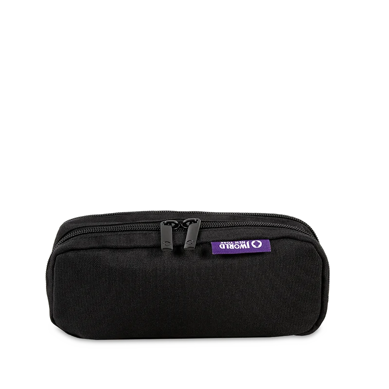 J World Jojo Double Compartment Pencil Case in Black — front view # color_Black